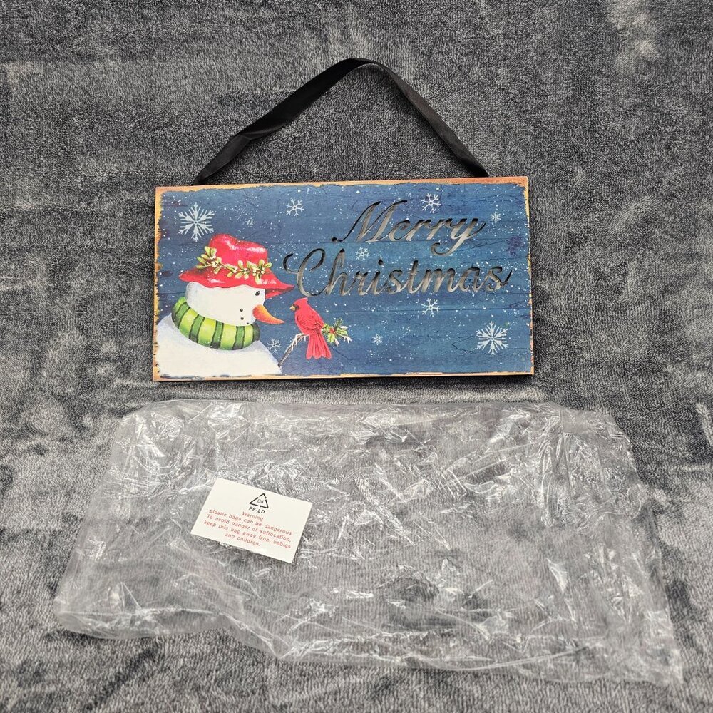 Light up Merry Christmas Sign Snowman Snowflakes Cardinal LED Illuminated Decor